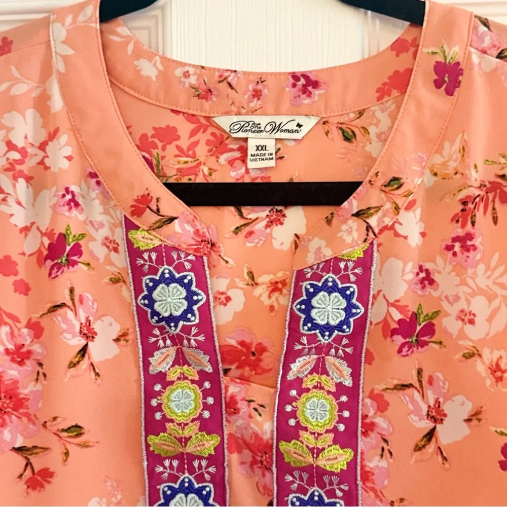 The Pioneer Woman Floral Tunic in Orange and Pink - Picture 4 of 10